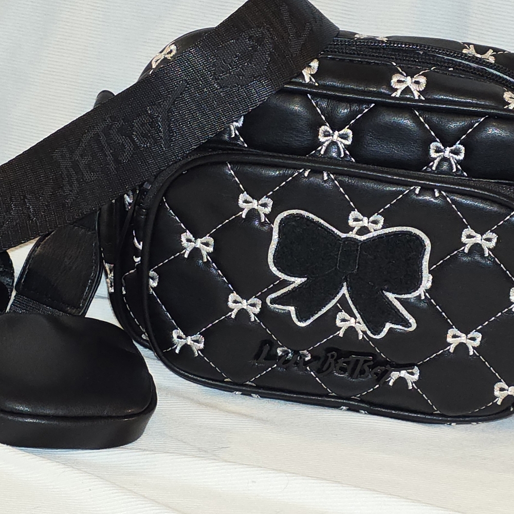 Betsey Johbson Black Quilted Bag with Bow Details
